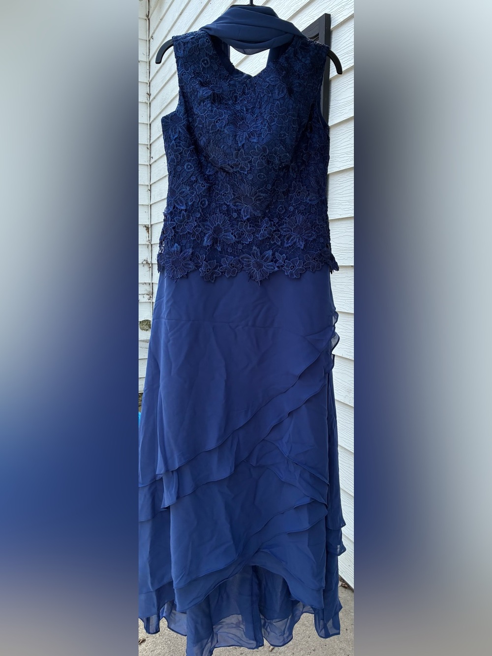 Navy Blue lace bodice dress